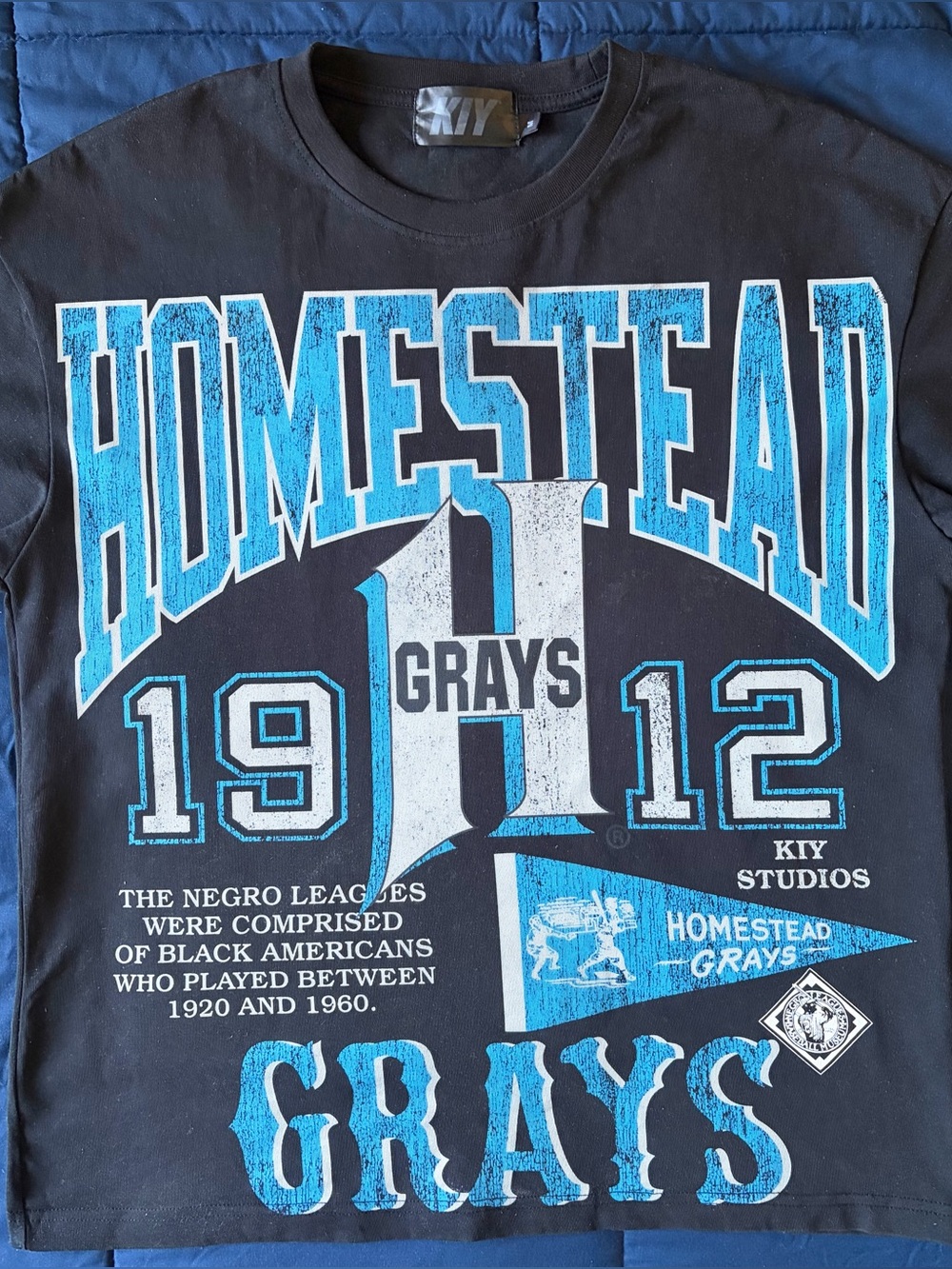Homestead Grays Graphic Tee in Black and Bright Blue